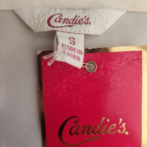 Candie's Crochet Floral Sheer Cropped  Y2K Fairy Cottagecore Blouse - Picture 8 of 11